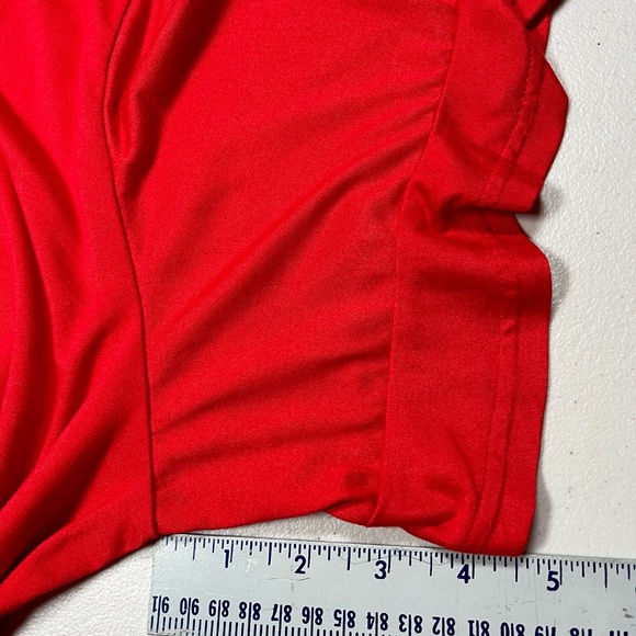 Doublju Bright Red V-Neck Short Sleeve Top - Picture 12 of 13